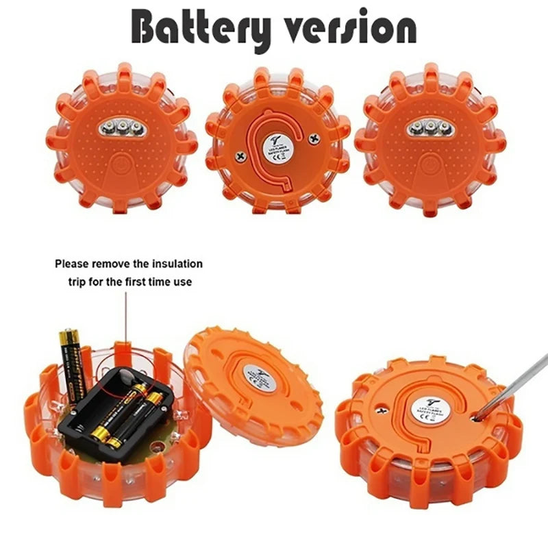 1/2/3/4/6/8/10/12Pcs LED Warning Light Built-in Battery 9Mode Safety Flare Dash Emergency Flashing Lamp Portable Strobe Light