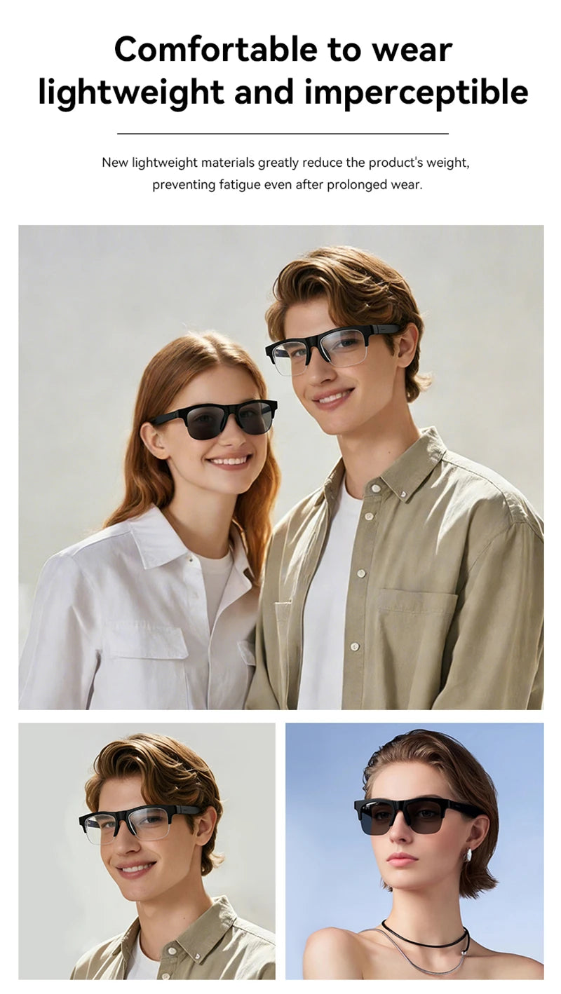 Smart AI Bluetooth Sunglasses Glasses Call Outdoor Sports Headphones HIFI Black Technology Anti-touch UV For Men And Women New