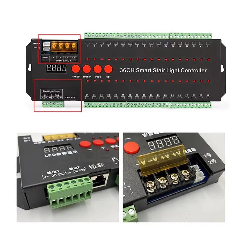 Smart home led controller for staircase Automatic Pir Sensor Stair Controller with CE certificate Support 36 step lights