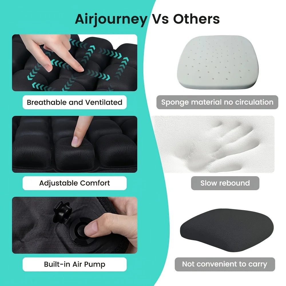 3D Ergonomic Cushion Designed for Extended Sitting Suitable for Office Chairs Car Seats Featuring Adjustable Inflatable Design