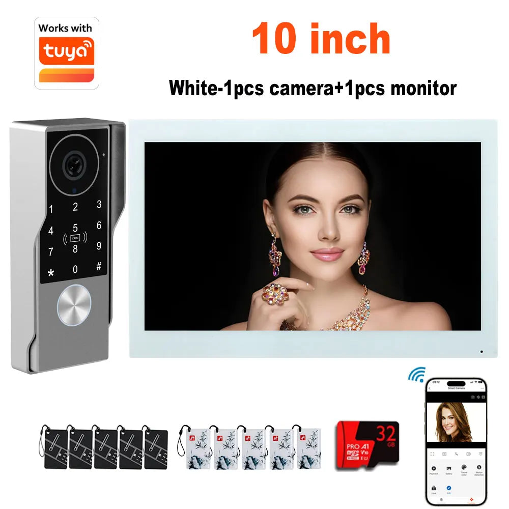 2-Wire Smart Video intercom doorbell 5G WiFi 7/10 inch Touch Screen 1080P Rainproof Camera Password Video Doorphone 5in1 Unlock