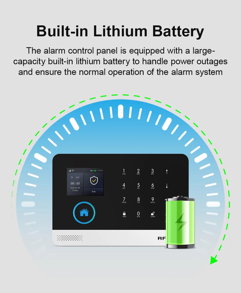 Smart Home WiFi GSM Alarm System for Home with Motion Sensor Wireless Siren Night Vision IP Camera Works with Tuya Support Alexa