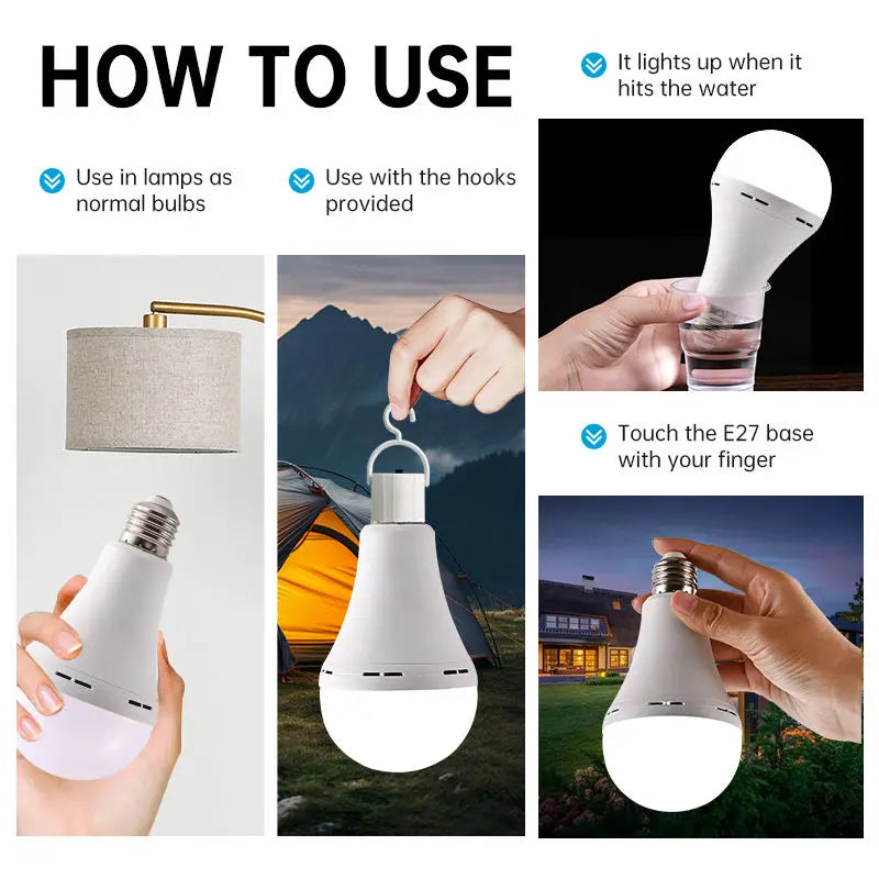 Emergency LED Light Bulb E27 7w 9w 12w 15w Rechargeable 1200mAh Battery 85-265V 110V 220V for Camping Tent Lamp Outdoor Lighting