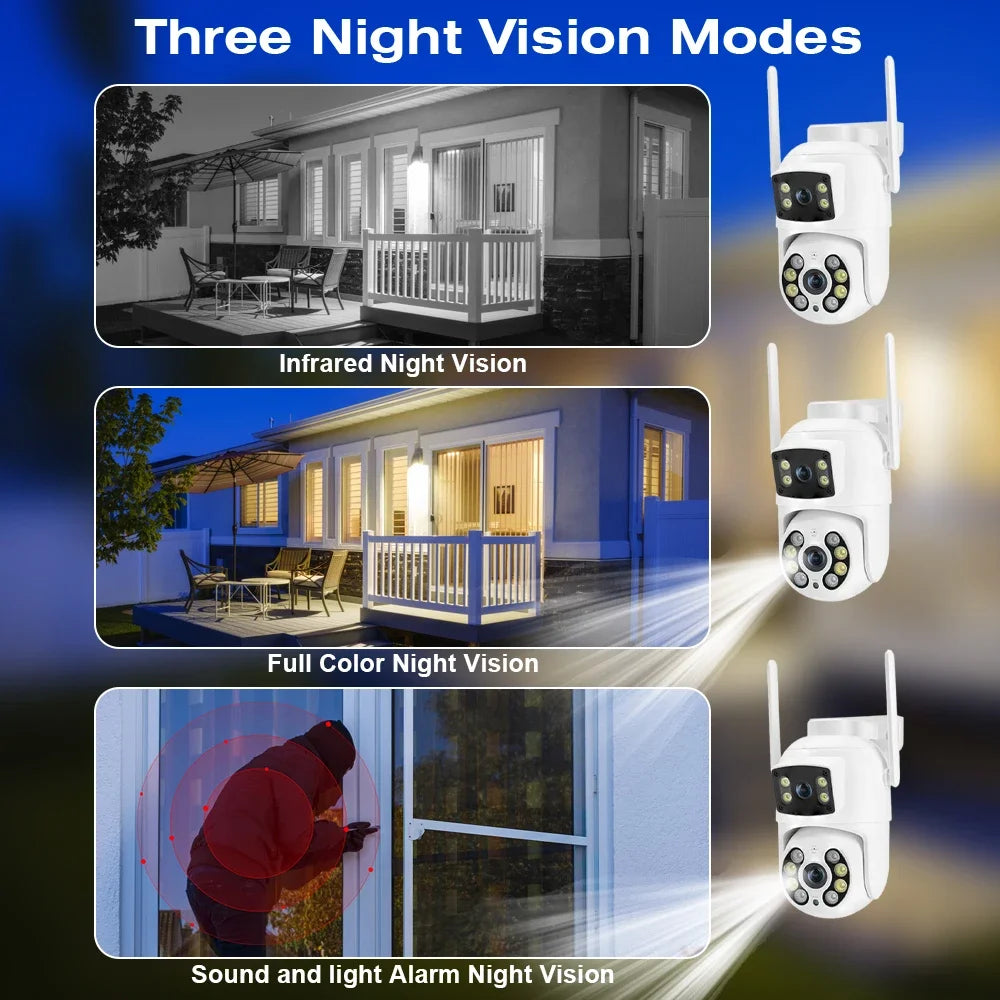 TAITAS 8MP 4K PTZ Wifi Camera with Dual Lens Dual Screens AI Human Detection Wireless Outdoor CCTV Security IP Camera Ziicam