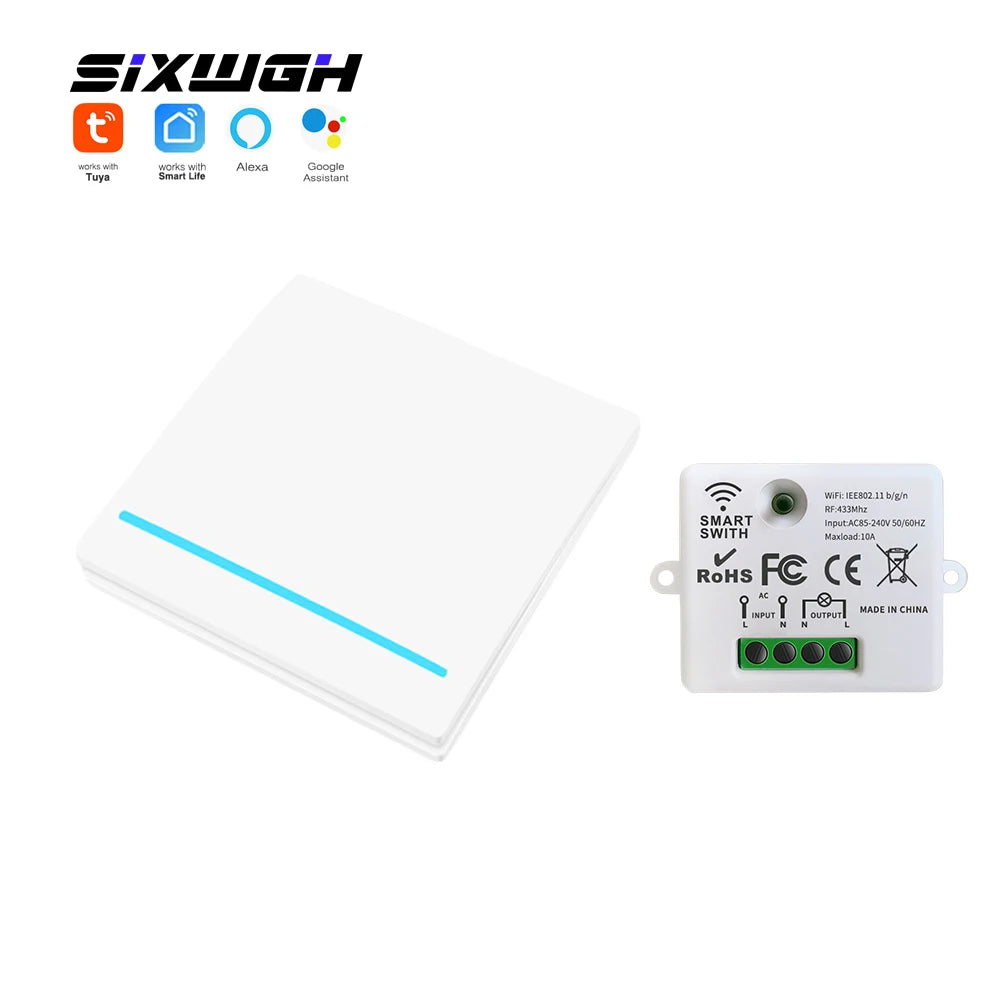 Tuya WiFi Wireless Switch 1/2/3 Gang RF433MHz Voice Control Compatible with Google Home Alexa No Wiring Required Timed Control