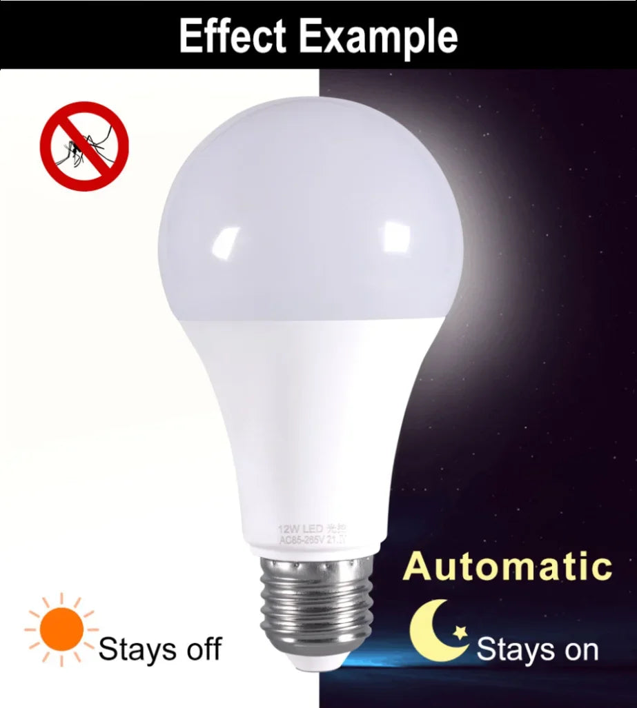 E27 LED Light Control Sensor Light Bulb 15W 12W 9W 7W 5W AC85-265V Day Night Light Auto ON OFF Patio Porch Smart Lamp for Garden