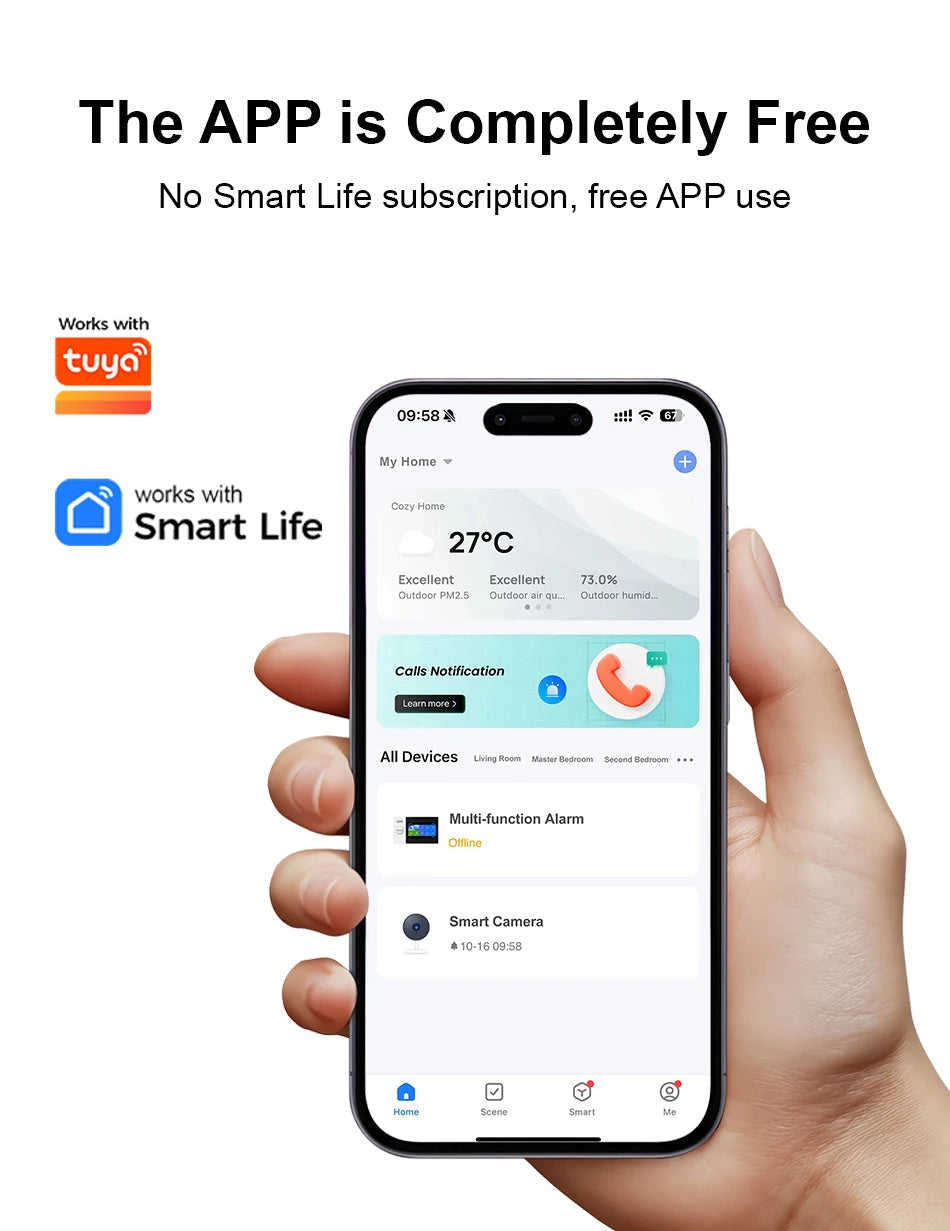 Smart Home WiFi GSM Alarm System for Home with Motion Sensor Wireless Siren Night Vision IP Camera Works with Tuya Support Alexa