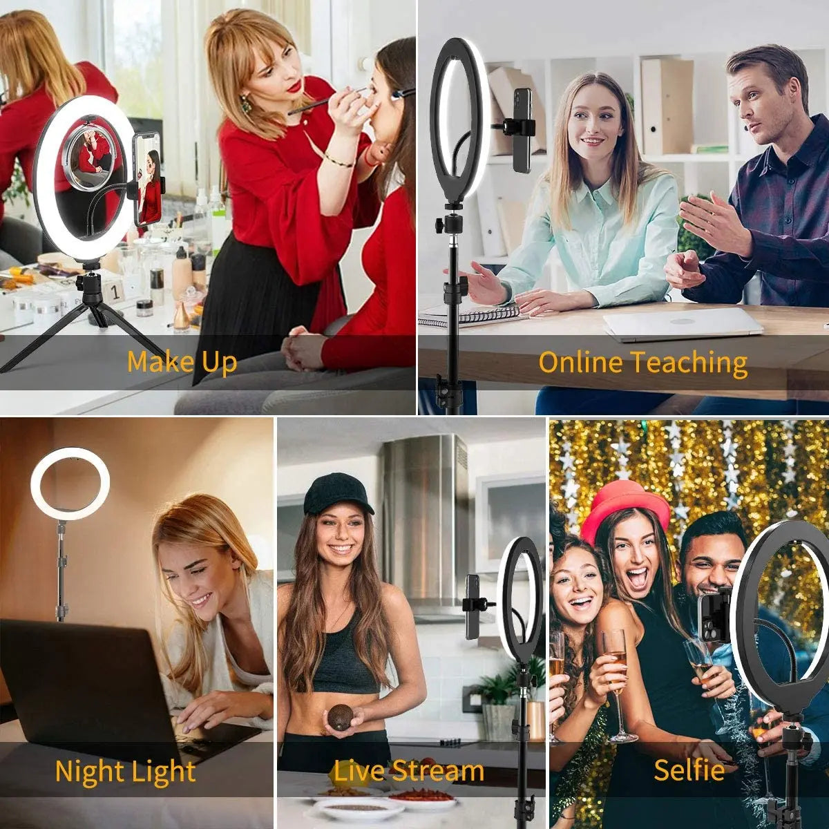 LED Ring Light Photography Adjustable Lighting Phone Ringlight With 20cm Tripod Stand USB Round Fill Lamp For Phone Video Live