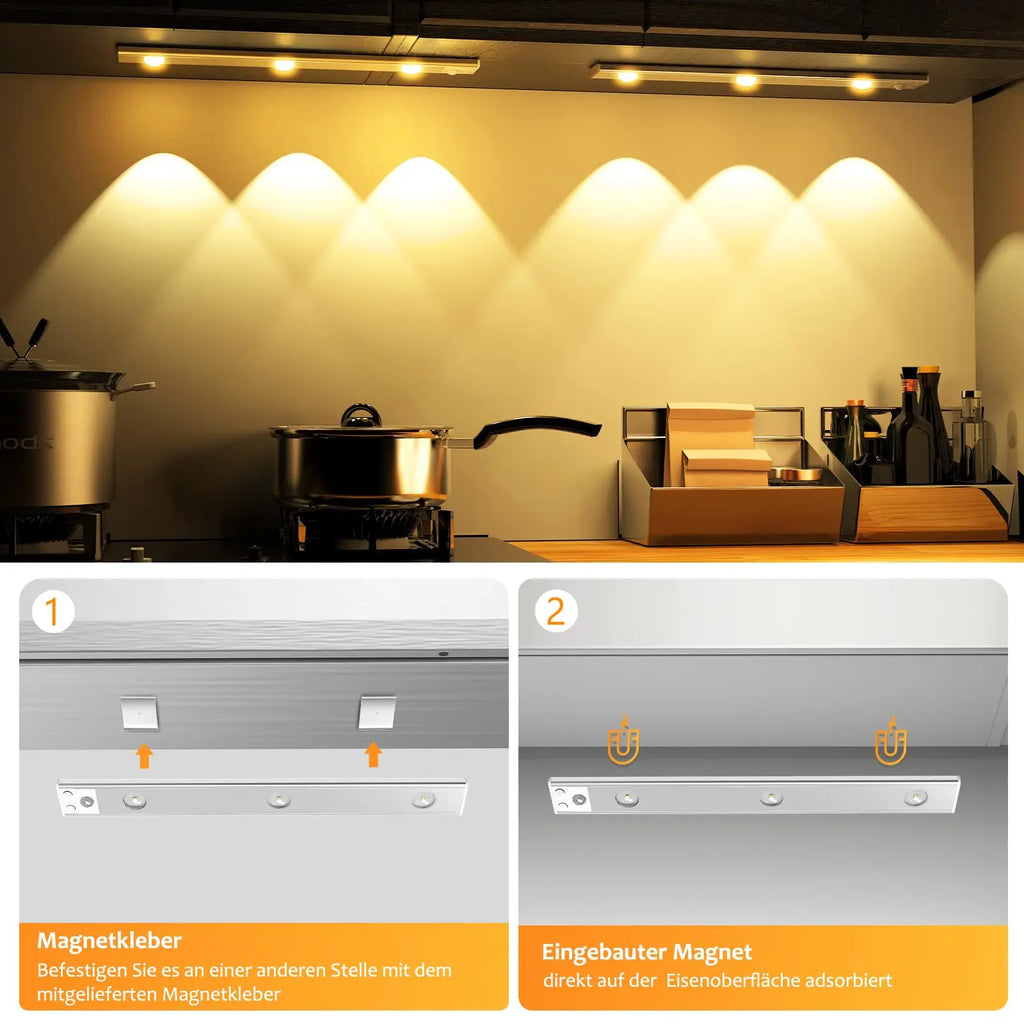Wireless Ultra Thin Motion Sensor LED Cabinet Light Dimmable Lamp USB Rechargeable 3 Colors for Kitchen Wardrobe Bedroom Stairs