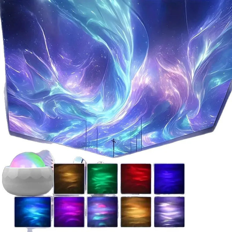 360° Rotate LED Aurora Projector,7 RGB Modes,USB Star Night Light Remote Control For Room Home Theater Deco