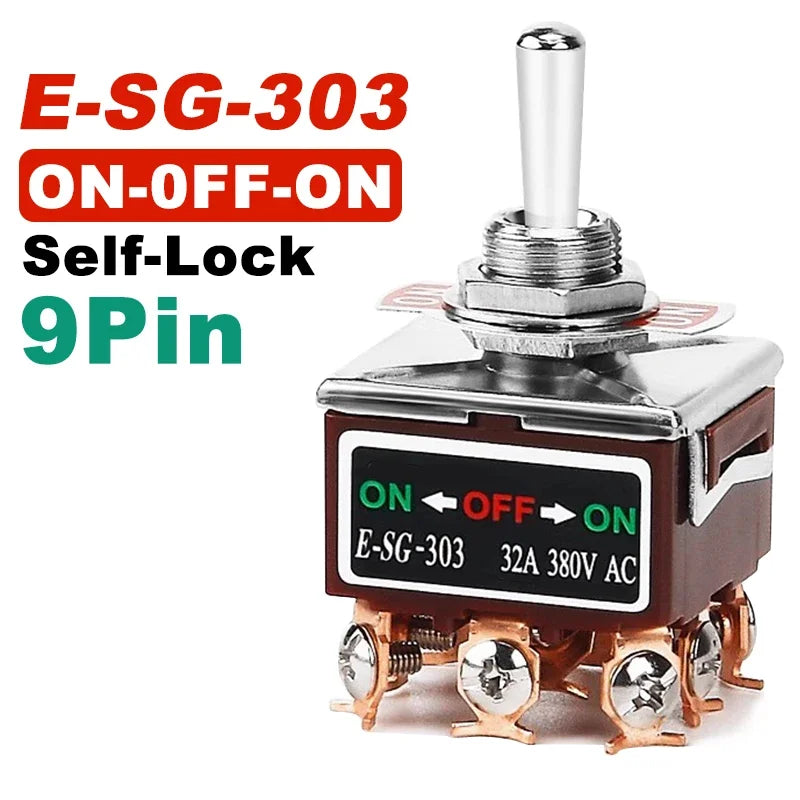 Copper Pin High Current Toggle Switch 2/3/4/6/8/9/12Pin Self Locking Rocker Switch E-SG-1321/1322/1021/1121/123/223
