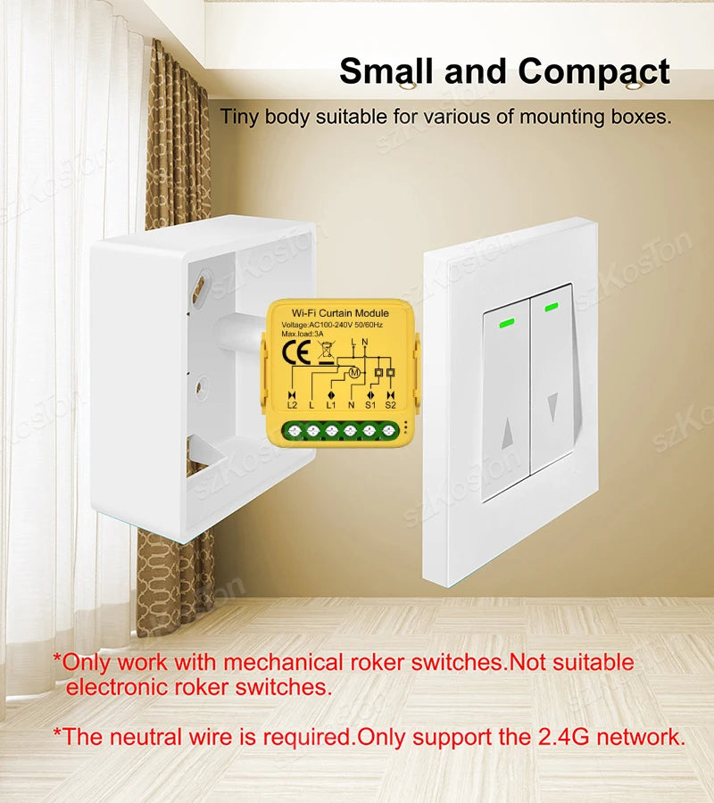 Tuya WiFi Zigbee3.0 Smart Curtain Switch Module Roller Shutter Motor Controller Switch Smart Life APP Works with Alexa Google
