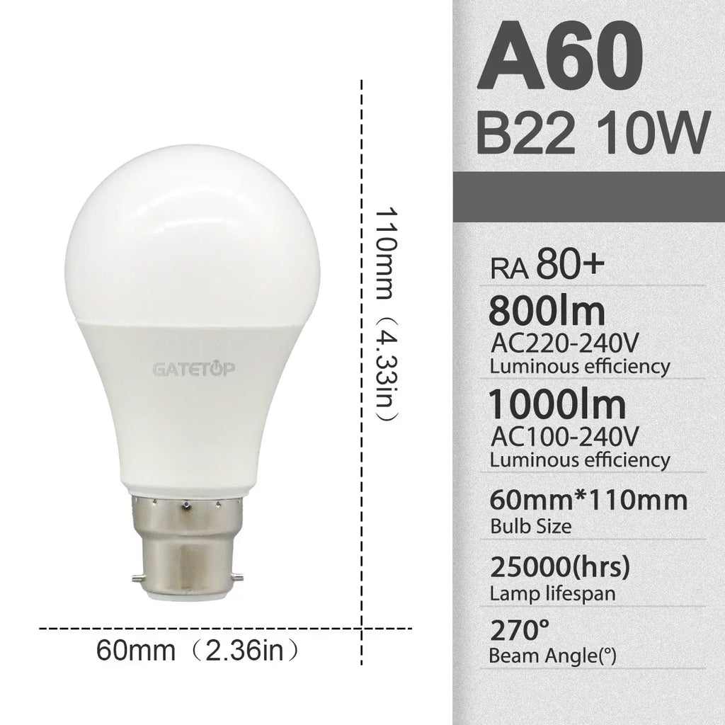 2Pack No Flicker LED Bulb Lamp B22 AC 220V 110V No Flicker 3W 8W 9W 12W 18W 24W Warm Lighting for Home Derection Lamparas Leds