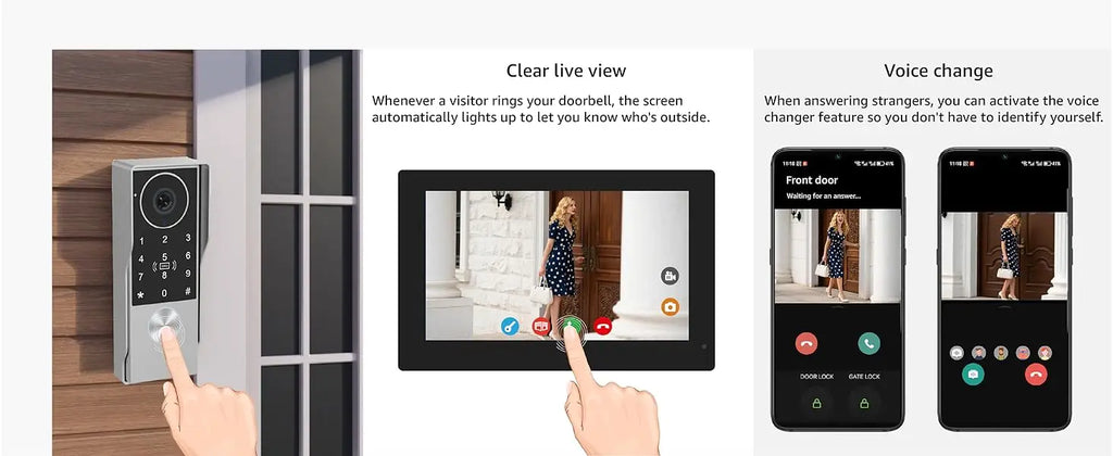 2-Wire Smart Video intercom doorbell 5G WiFi 7/10 inch Touch Screen 1080P Rainproof Camera Password Video Doorphone 5in1 Unlock