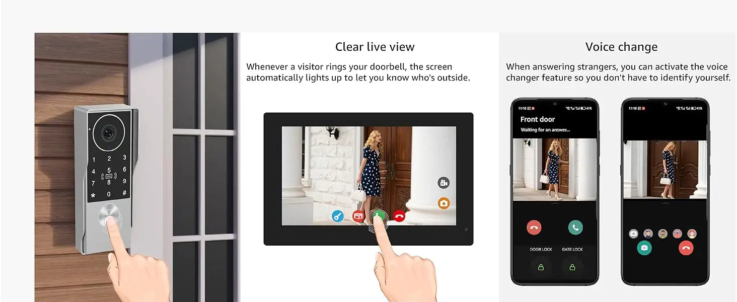2-Wire Smart Video intercom doorbell 5G WiFi 7/10 inch Touch Screen 1080P Rainproof Camera Password Video Doorphone 5in1 Unlock
