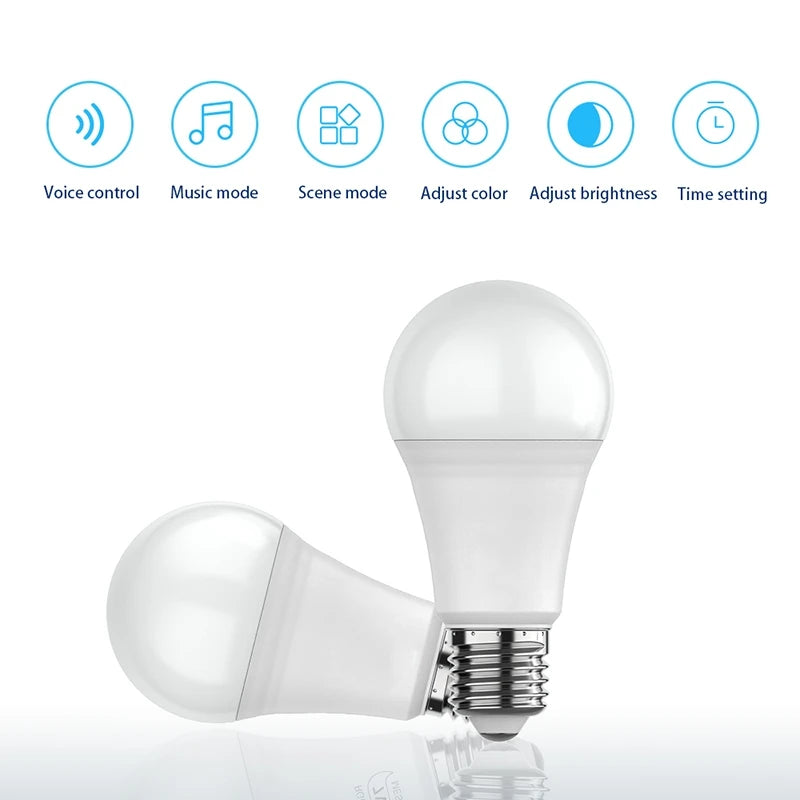 WiFi E27 Smart Dimmable Bulb RGBCW Colorful 220V LED Light App Adjust Bluetooth Support Alexa Google Home Voice Control