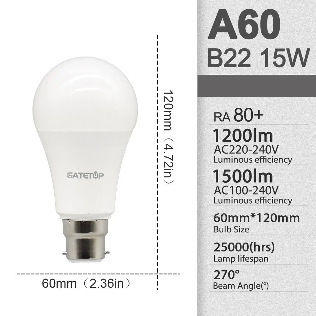 2Pack No Flicker LED Bulb Lamp B22 AC 220V 110V No Flicker 3W 8W 9W 12W 18W 24W Warm Lighting for Home Derection Lamparas Leds