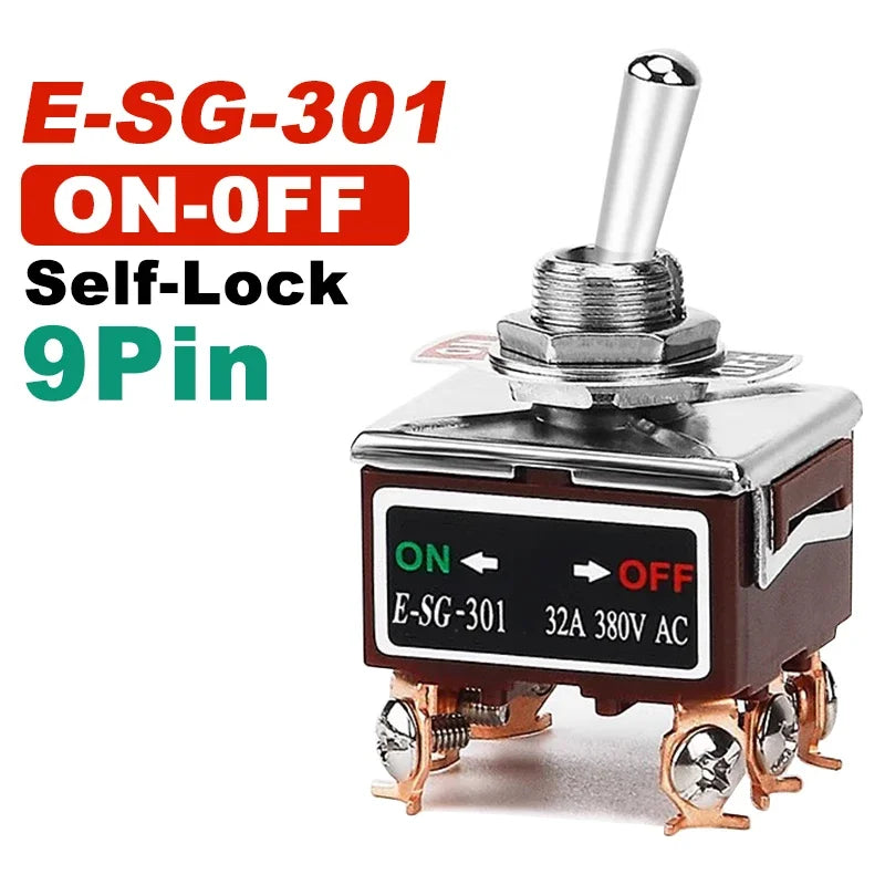 Copper Pin High Current Toggle Switch 2/3/4/6/8/9/12Pin Self Locking Rocker Switch E-SG-1321/1322/1021/1121/123/223