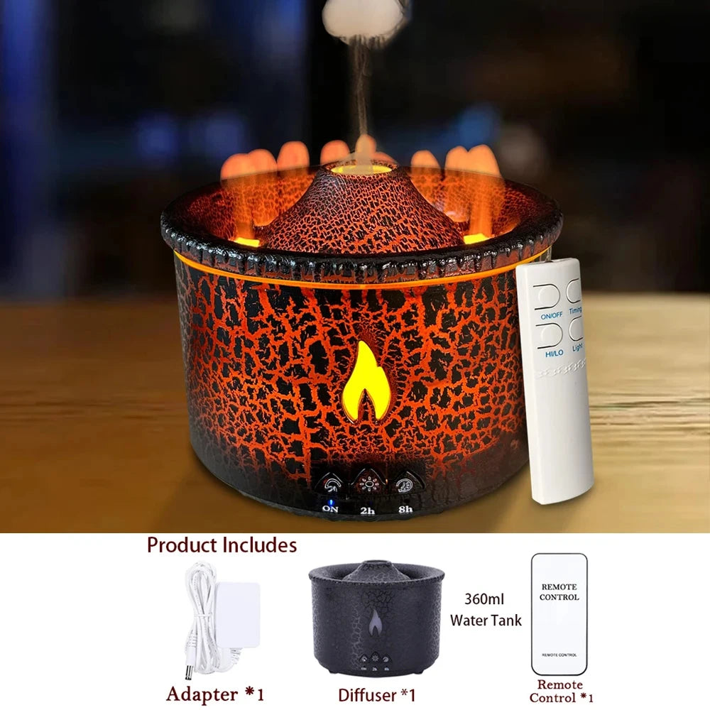 Volcanic Flame Humidifiers Air Aroma Diffuser Essential Oils Humidifiers Portable Smoke Ring Night Light Lamp Fragrance