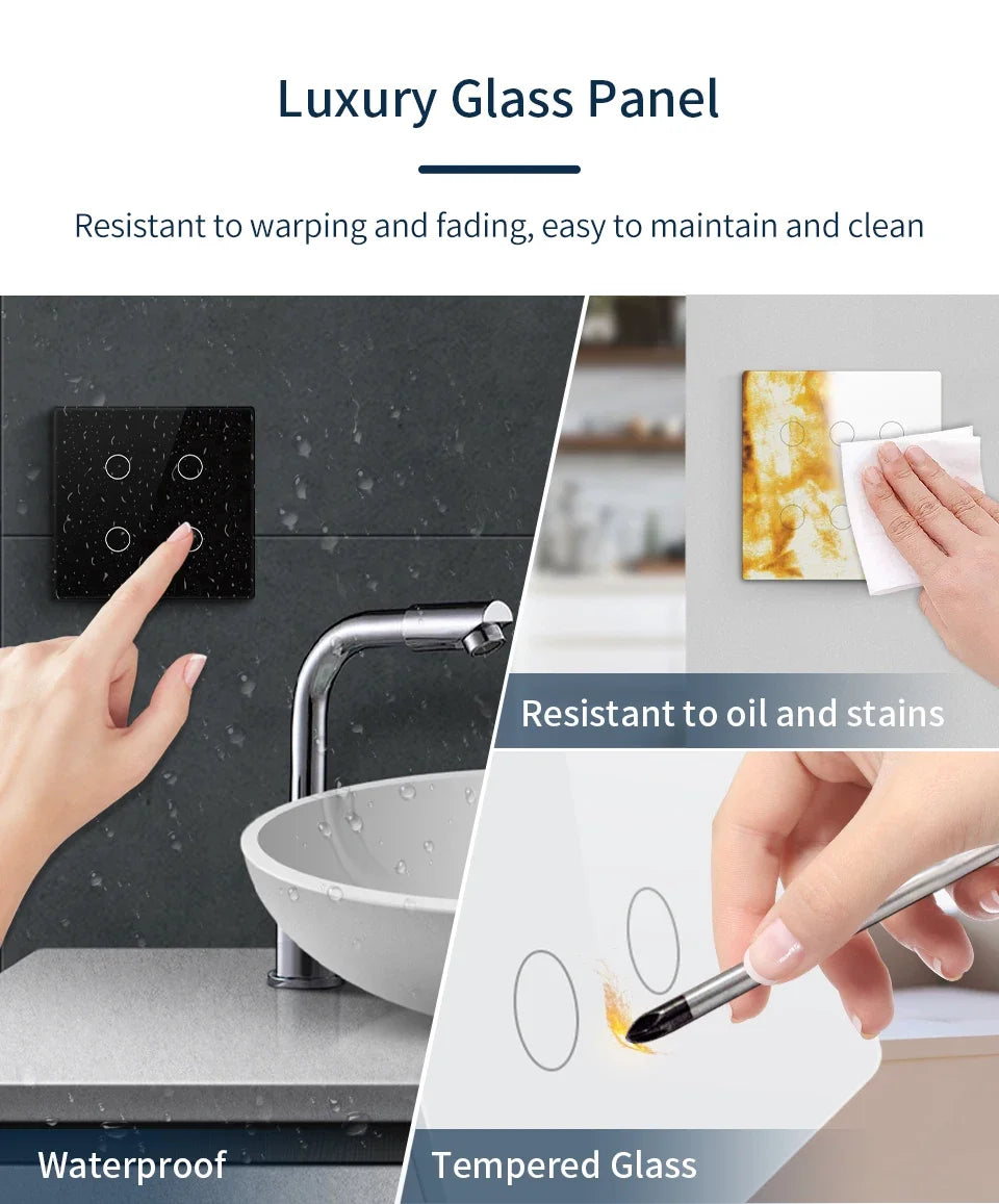 WiFi Smart Switch Brazil Standard 4x4 Size Tuya Smart Life Touch Sensor 4/6 Gang Light Switch Voice Control Alexa Google Home