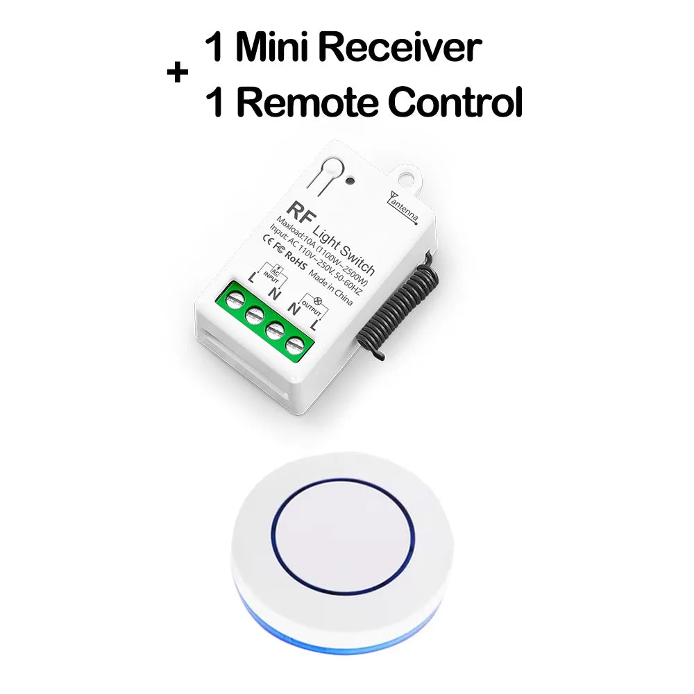 433Mhz Wireless Smart Light Switch 110V 220V 10A Mini Relay Receiver Wall Panel Remote Control Switch for Fan Lamp Humidifier