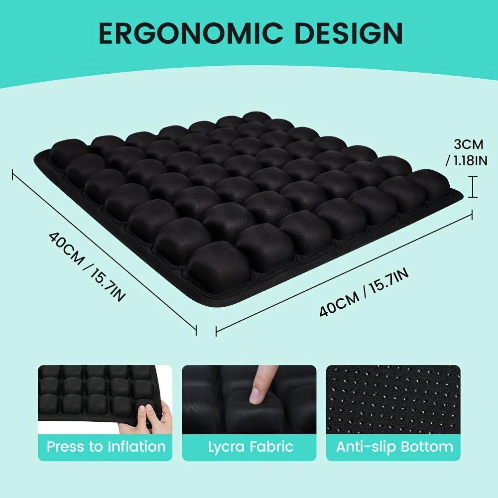 3D Ergonomic Cushion Designed for Extended Sitting Suitable for Office Chairs Car Seats Featuring Adjustable Inflatable Design