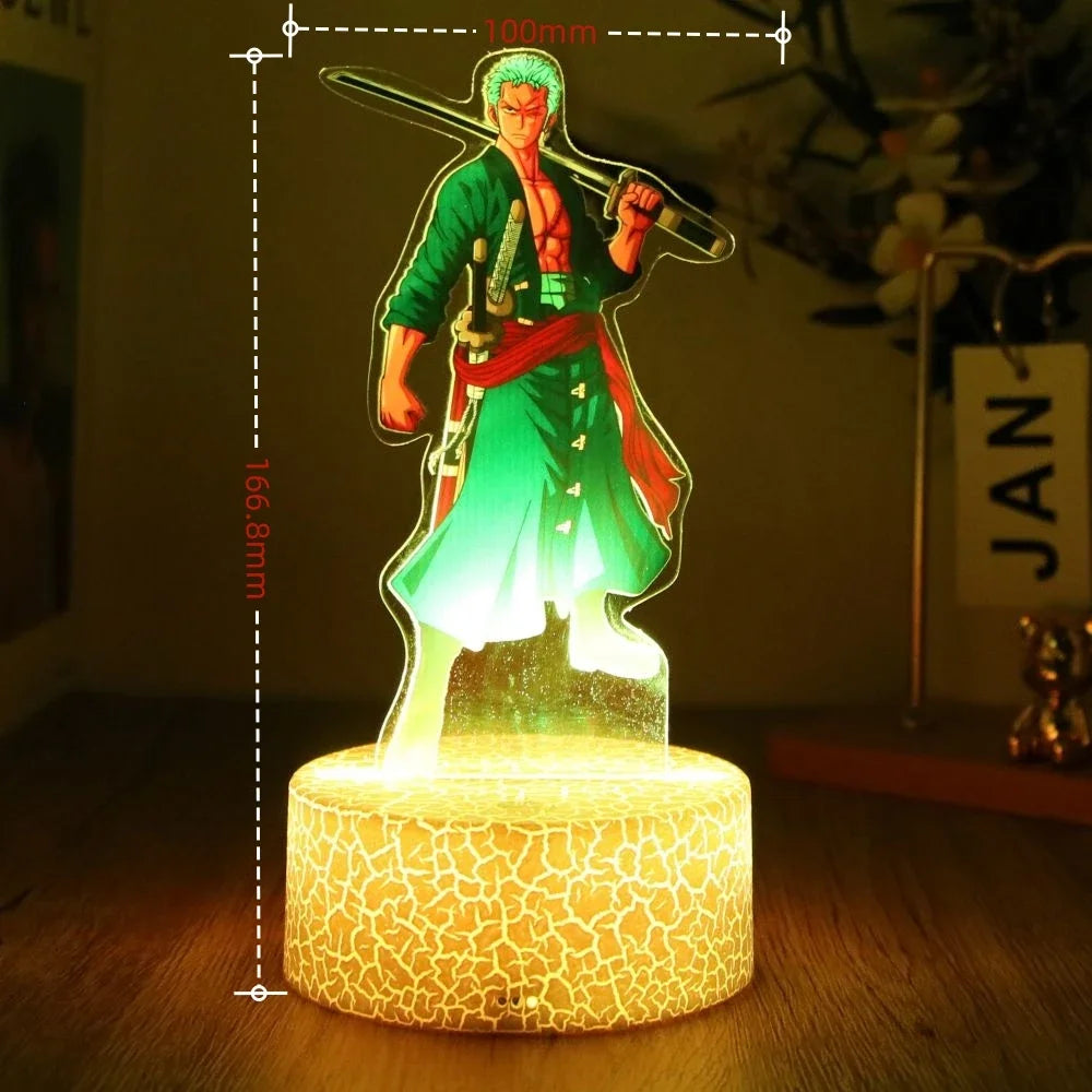 LED Night Light Anime Figure One Piece Luffy Zoro Figures Lamp PVC Action Collection Bedside Table Decoration Kid Christmas Gift
