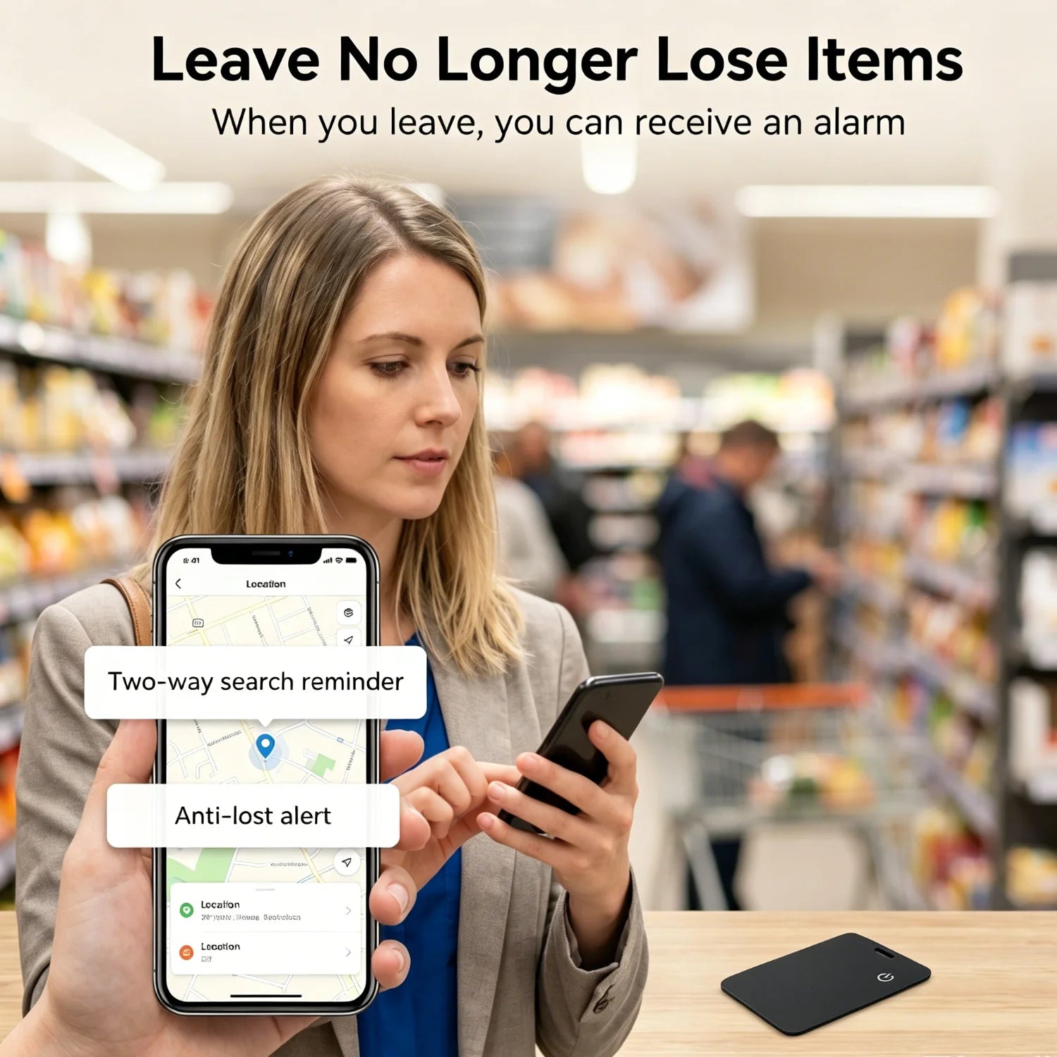MFI Certified Wallet Tracking Card Works with Find My Rechargeable Tracker 0.07in Slim iPhone Item Finder for Purse