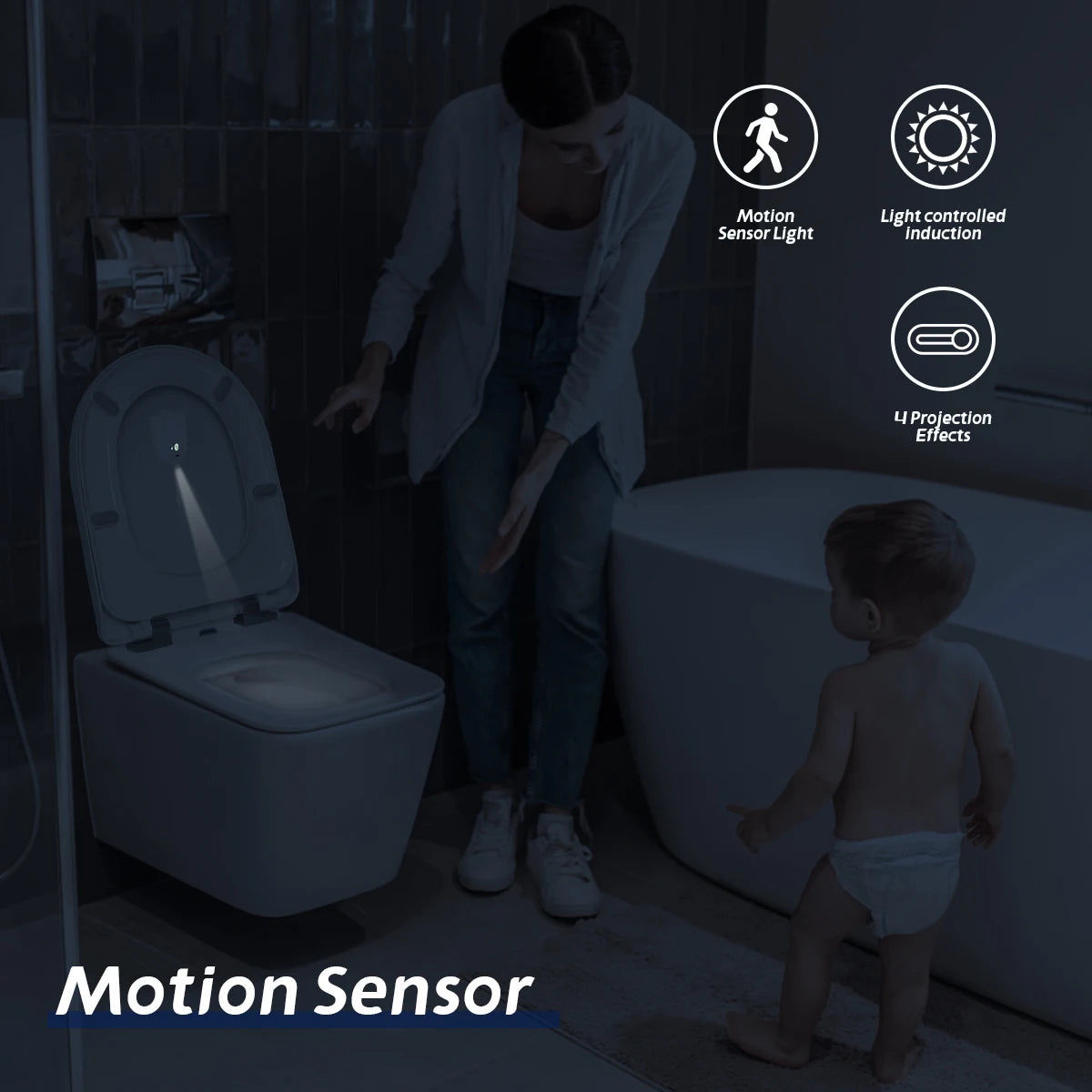 Motion Sensor LED Backlight Toilet Projection Lamp Creative Toilet Mini Night Lamp Toilet Bowl Seat Sensor Lighting Lamp