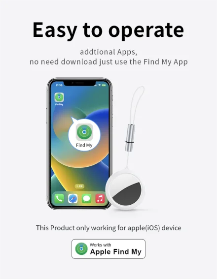 JSPTEC Security Bluetooth Tag Based on IOS Find My app Anti-lose Tracker Sound Locate IOS Message Reminder Alarm Key Finder IOS