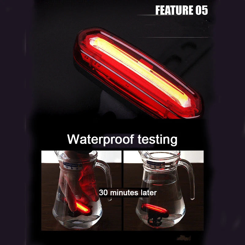Bike Taillight COB  Bicycle Rear Light With 6 Modes USB Rechargeable Mtb LED Warning Tail Lamp Cycling Accessories