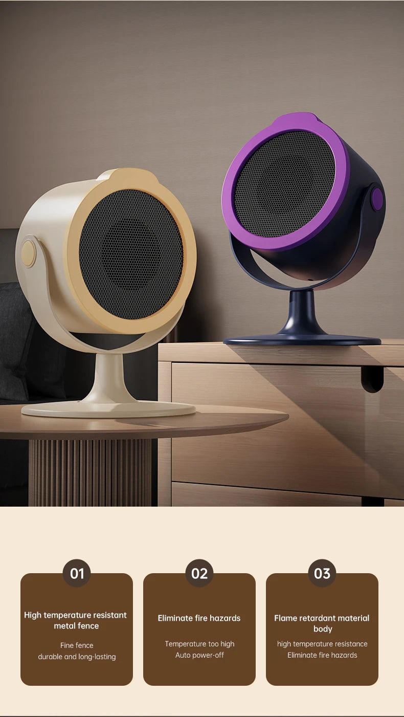 500W Electric Heater Quick Heating Compact 90° Adjustable Angle Portable Desktop Heater Silent Energy Efficient For Home Office