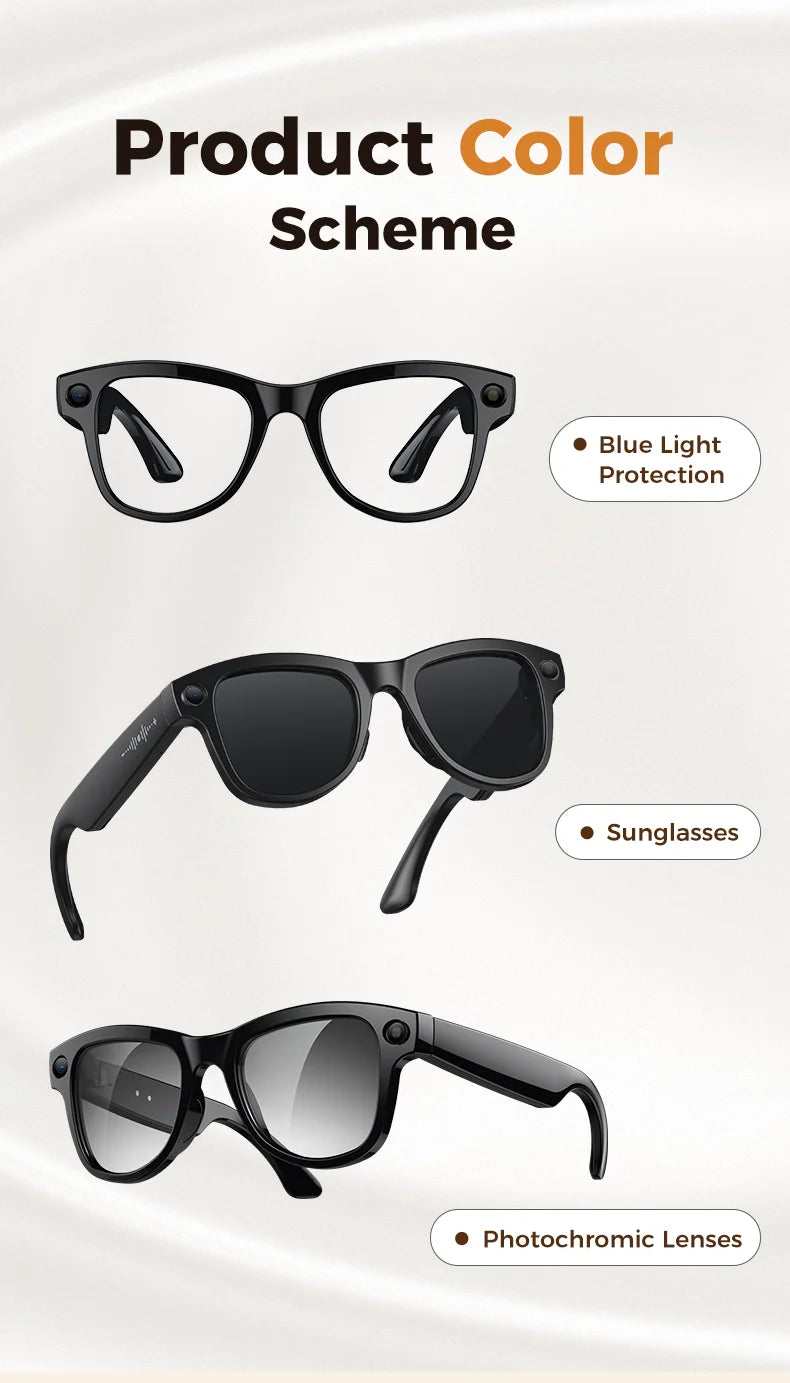 2026 New 32G Memory 800W 4K Camera Smart Glasses Men Photos&Videos 3600mAh Power Bank 120+Languages Translation AI Glasses Women