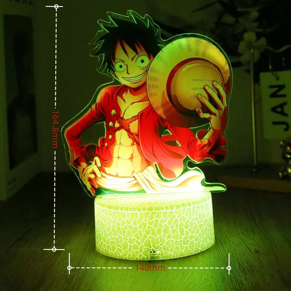 LED Night Light Anime Figure One Piece Luffy Zoro Figures Lamp PVC Action Collection Bedside Table Decoration Kid Christmas Gift