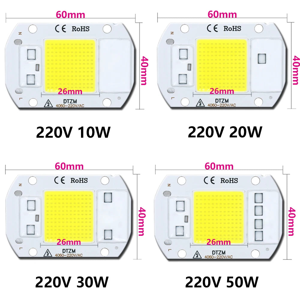 LED Chip COB 50W LED Bulb High Power LED 220V 10W 20W 30W 5W Light Bulbs Lamp 220V LED Matrix for Outdoor Floodlight Spotlight