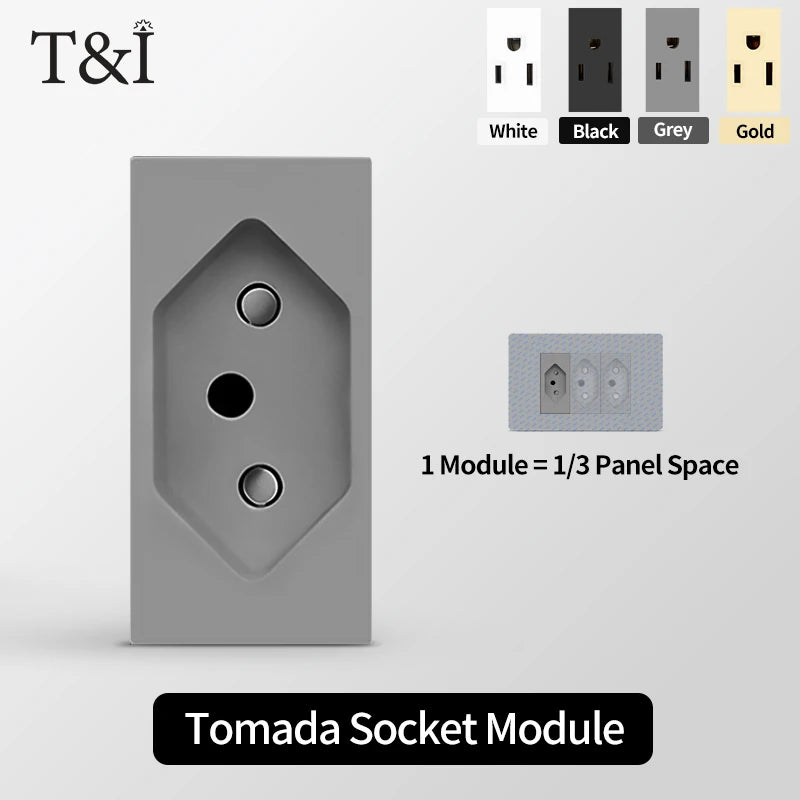 DIY Modular Tempered Glass Wall Plate2x4inch NEMA 5-15R Duplex Outlet US EU Italy Chile Interchangeable Electrical Socket Module