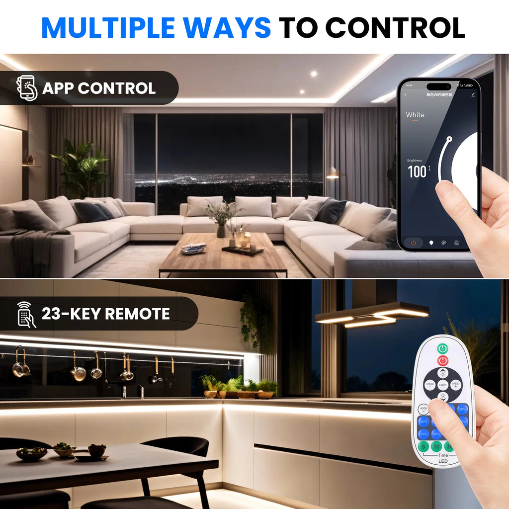 220V Smart COB Strip LED Neon Light 10M 20M 30M 288Leds/m WIFI Bluetooth Dimmable Tape IP67 Waterproof Rope For Room Outdoor
