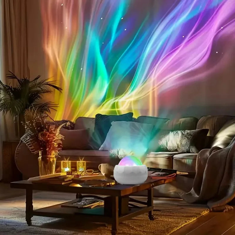360° Rotate LED Aurora Projector,7 RGB Modes,USB Star Night Light Remote Control For Room Home Theater Deco