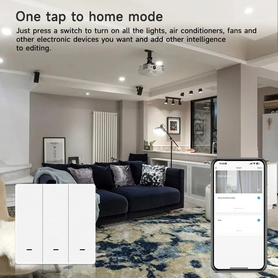 Tuya Zigbee 3.0 Smart Scene Button Switch – 1/2/3/4 Gang Wireless Remote Controller – Works with Smart Life/Tuya App & Home Assi