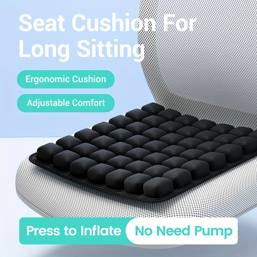3D Ergonomic Cushion Designed for Extended Sitting Suitable for Office Chairs Car Seats Featuring Adjustable Inflatable Design