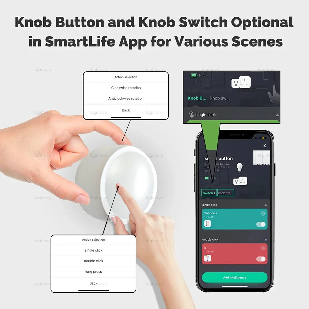 Tuya ZigBee Knob Switch Wireless Scene Button Rotatable Dimmer Controller Switches Remoter Smart Life Home Automation Linkage