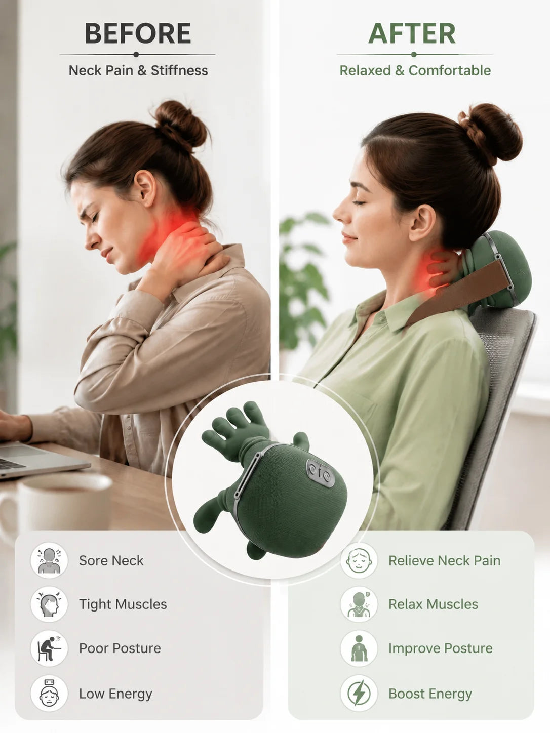 Neck And Shoulder Massager 26w,Neck Shoulder Massager Machine Wireless,Kneading Massager Shawl Deep Tissue Kneading Massager