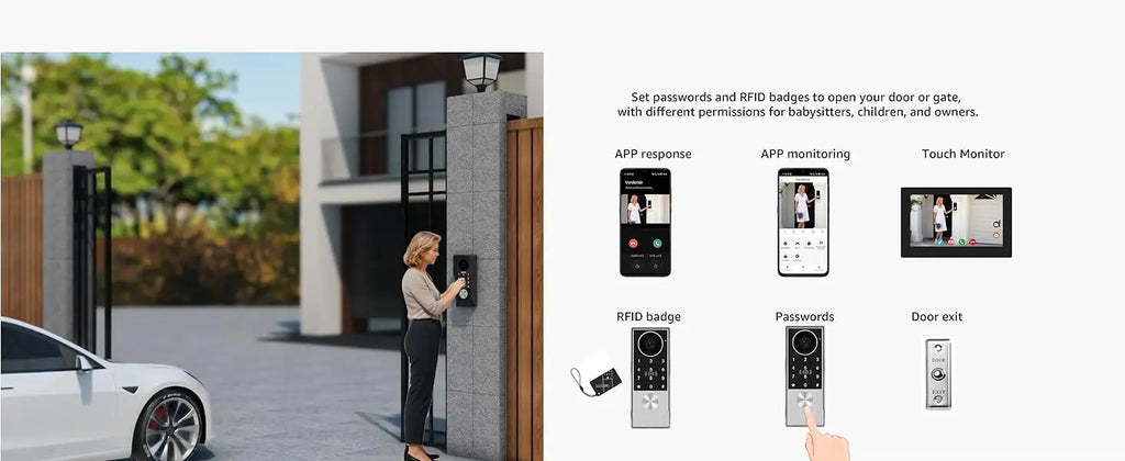 2-Wire Smart Video intercom doorbell 5G WiFi 7/10 inch Touch Screen 1080P Rainproof Camera Password Video Doorphone 5in1 Unlock