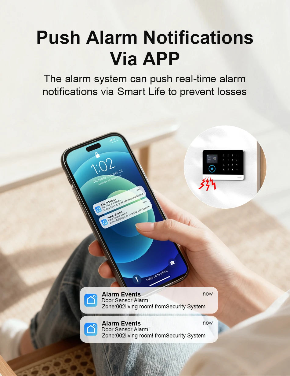 Smart Home WiFi GSM Alarm System for Home with Motion Sensor Wireless Siren Night Vision IP Camera Works with Tuya Support Alexa