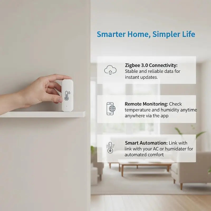 Smart Temp Humidity Sensor App Control Compatible For Home Office Greenhouse Use