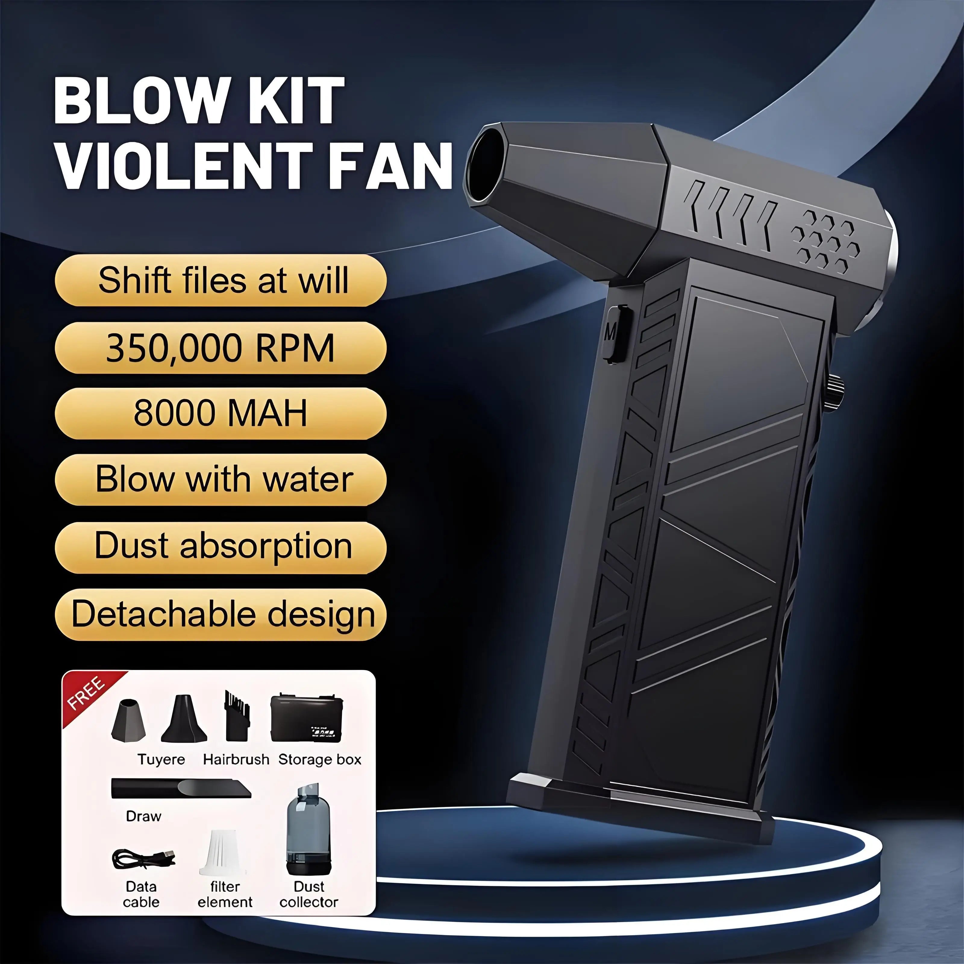 Violent Fan 350000RPM Powerful Air Blower Vacuum Dust Cleaner Charging Strong Winds 58m/s Brushless Turbo Jet Blower Dry