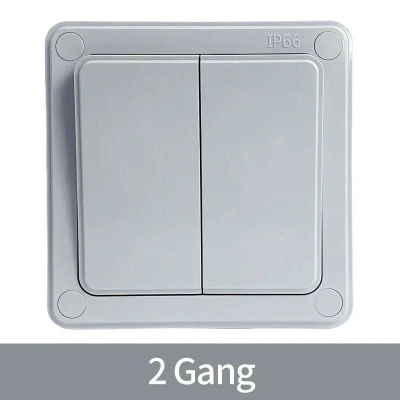IP66 Rated Outdoor Wall Switch - Weatherproof Push Button, 1/2/3 Gang 16A for Home & Garden