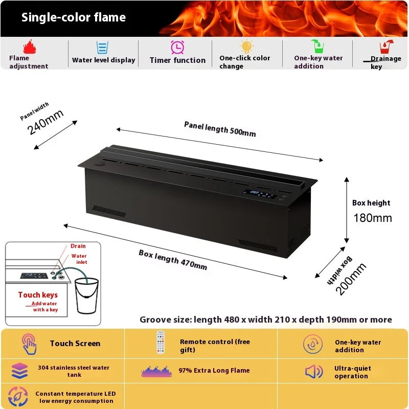 Smart Home 3D Fireplace Water Steam Humidifier LED Decorative Flame TV Wall Sound Of Firewood Cracking Vapour Electric Fireplace
