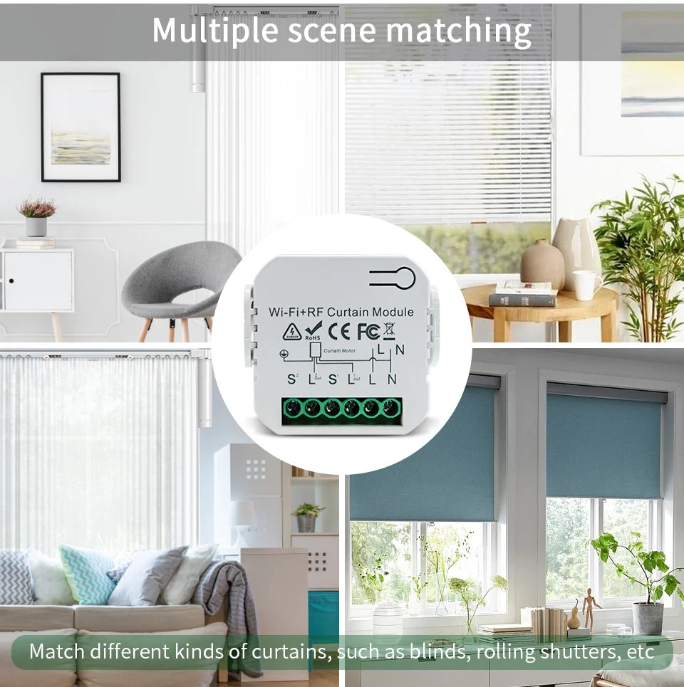 Tuya WiFi Smart Curtain Switch Roller Blinds Shutter Module 433MHz RF Remote Control Works With Alexa Google Home Assistant