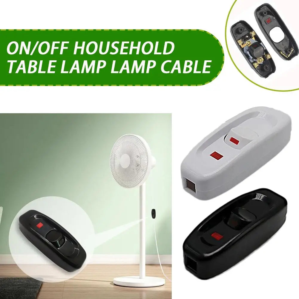 1pcs Inline Cord Black White 220V 10A Heavy Duty Thru On Off Lamp Bulb Wall Line Button Control With